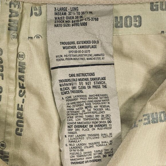 USGI Army Military Camouflage Pants Mens XL Long Green Beige Hunting Hiking Camp - Picture 14 of 15